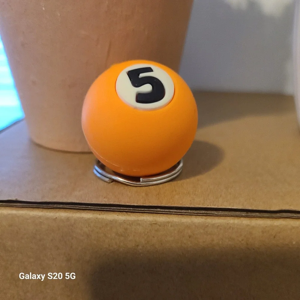 Billiard Ball Number‎ 5 Keychain Orange Fun Novelty Accessory Collectible Unisex